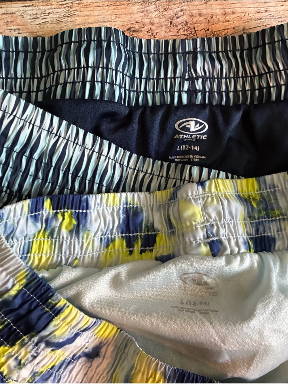 Women’s navy and yellow and navy striped Athletic Shorts bundle large 12/14 - Picture 4 of 5